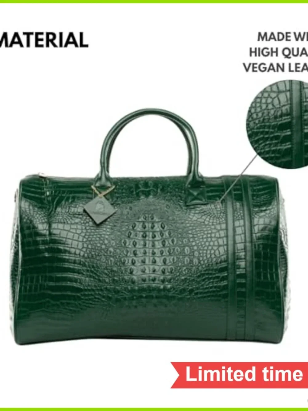 Vegan Leather Duffle Bag TSA-Approved Carry-On Weekender Travel Gym Overnight